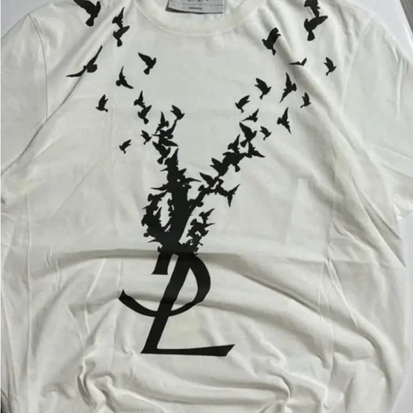 Yves Saint Laurent White and Black Graphic T-Shirt - Picture 5 of 6